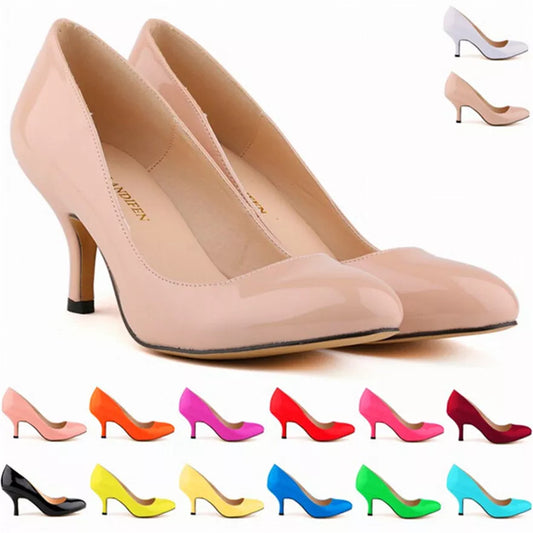 Classics Solid Women Pumps Office 2024 Round Toe Female Fashion Patent Leather Shallow High Heels 6cm Shoes Wholesale 14 Colors