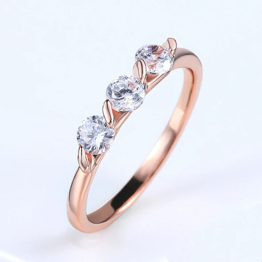 ZHOUYAN Engagement Wedding Ring For Women Classic Simple CZ Austrian Crystal Dainty Ring Rose Gold Color Fashion Jewelry R067
