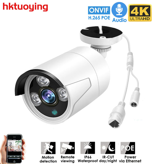 8MP 4K POE Wired IP ONVIF H.265+ Audio Record CCTV Camera 3MP 4MP 5MP Waterproof IP66 Outdoor Home Security Video XMEYE
