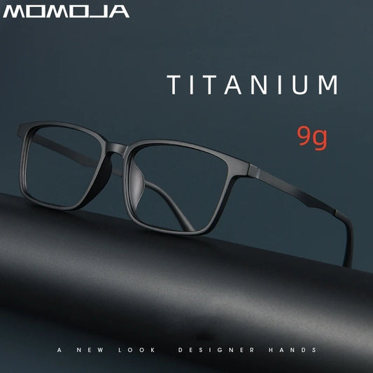 MOMOJA New 2024 Business Eyewear Retro Square TR90 Titanium Eyeglasses Myopia Optical Prescription Glasses Frame For Men A1003