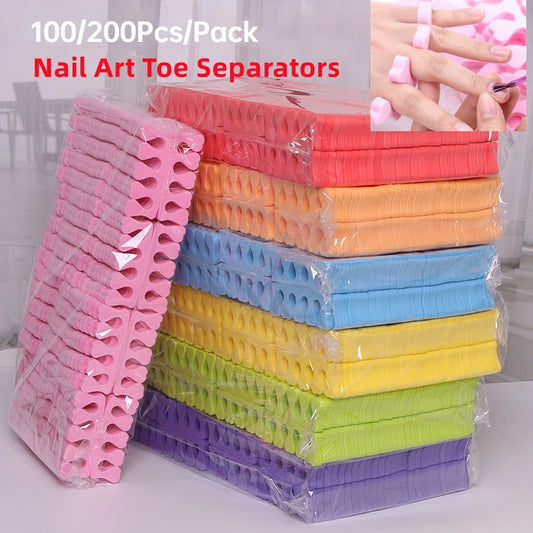 200pcs/Pack Nail Art Toe Separators Fingers Foots Sponge Soft UV Gel Polish Beauty Tools Manicure Pedicure Pack Nail Kits
